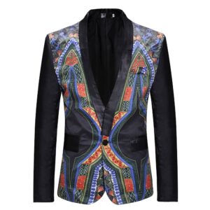 Fashion 3D Printed Men's Suit Jackets Single-Breasted One Button Casual Dress Coats Slim Fit Leisure Blazer