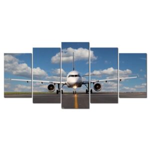 White Airplane Hanging 5-Piece Canvas Eco-friendly and Waterproof Non-framed Prints