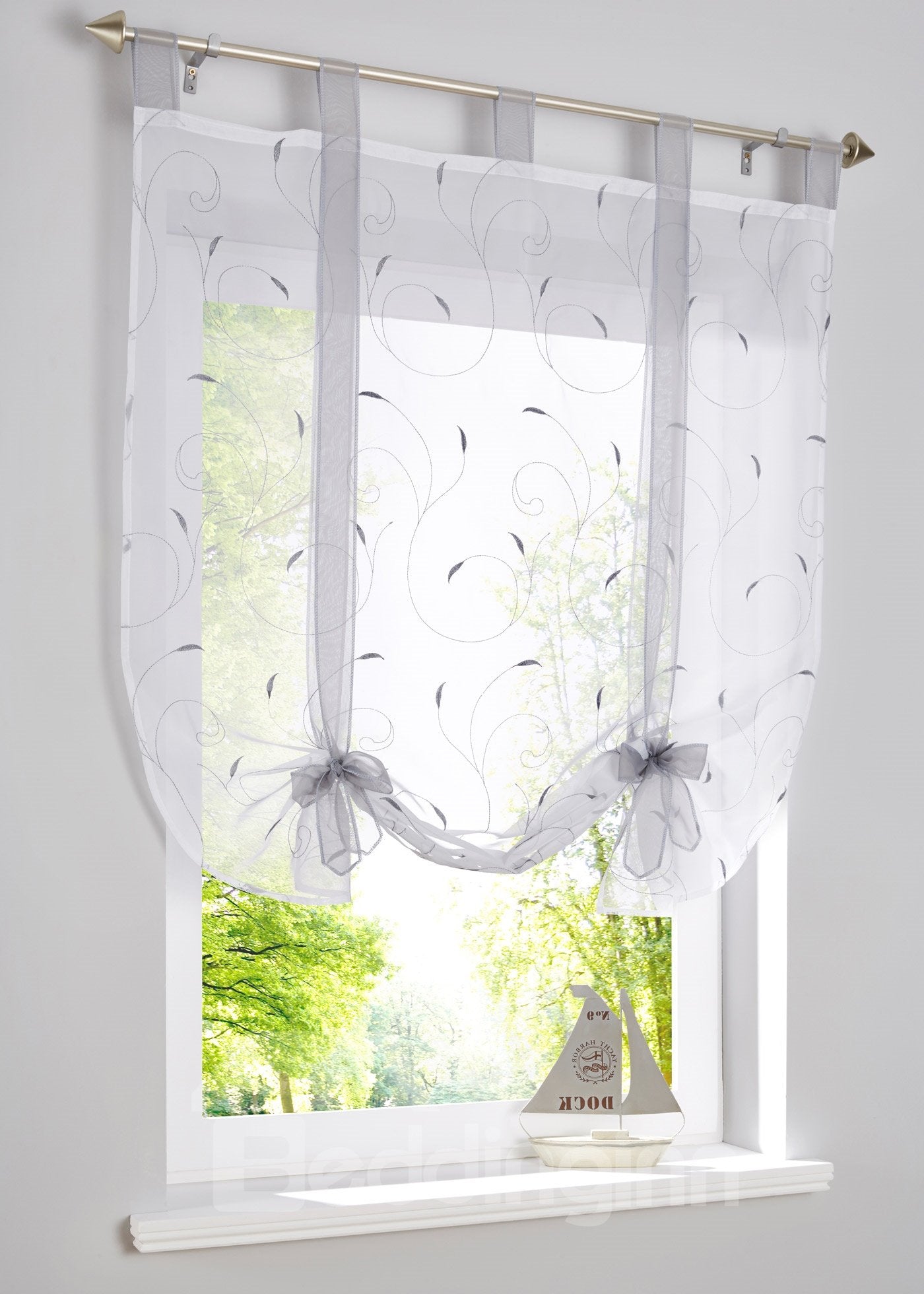 Printed-Line Shade Pastoral Style Window Decor for Kitchen - Image 4