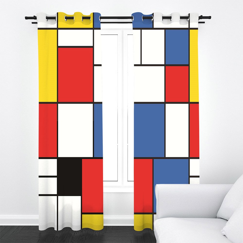 3D Printed Color Block Modern Landscape Blackout Scenery Curtains Custom 2 Panels Drapes for Living Room Bedroom No Pilling No Fading No off-lining Polyester - Image 4