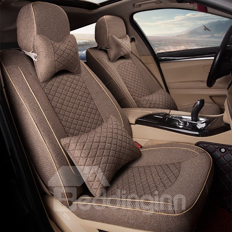 Sports Style Plaid with Trims Design Custom Car Seat Cover - Image 2