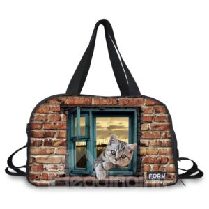 Animal with Window Pattern Nylon Large Capacity Shoulder 3D Travel Bags