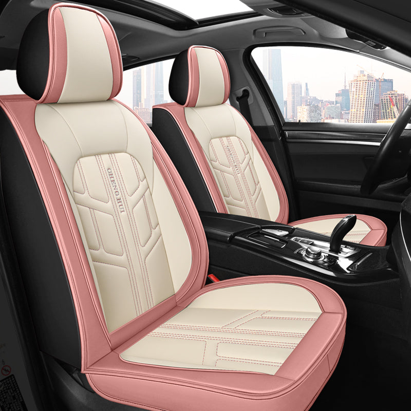 Universal Car Seat Cover Suitable for 5-Seater Sedan SUV Faux Leather Geometric Pattern - Image 11