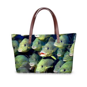 Fish Stranger Look Waterproof 3D Printed for Women Girls Shoulder HandBags