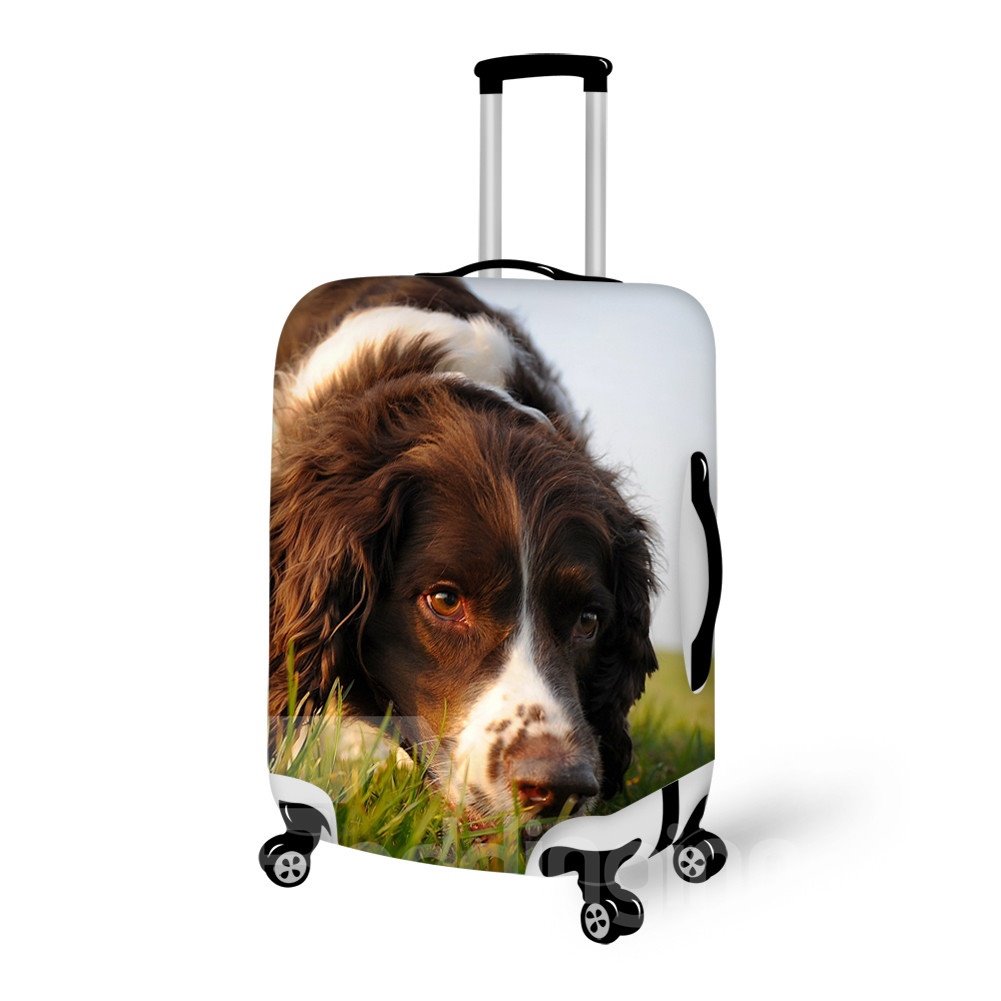 Dog Sniffing Grass Pattern 3D Painted Luggage Cover