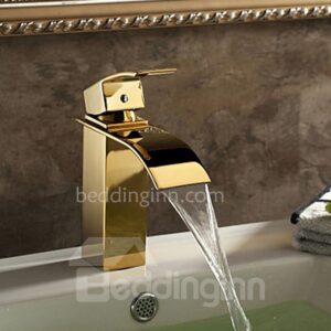 Golden Single Handle Ti-PVD Finish Waterfall Faucets