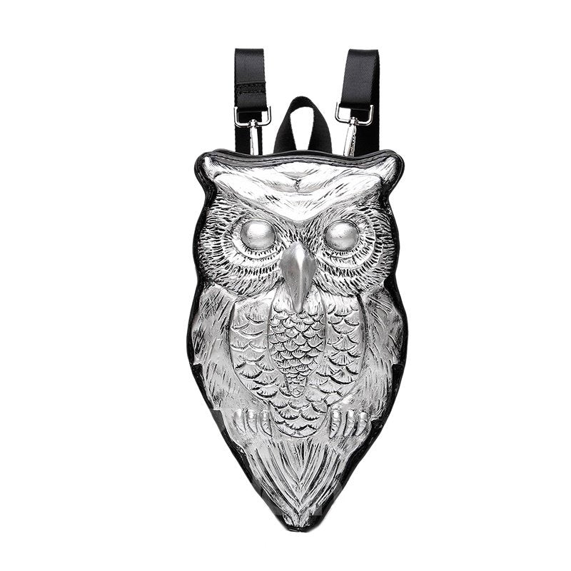 3D Owl Studded Backpack PU Leather Rucksack Shoulder Bag