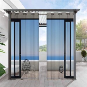 Modern 3D Outdoor Curtains Free Time Grommet Top Cabana Curtain Waterproof Sun-proof Heat-insulating Polyester 2 Panels