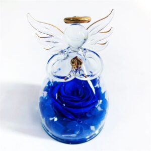 Immortal Flower Christmas Birthday Gifts for Women, Angels with Pretty Blue Roses for Wedding Thanksgiving Gifts