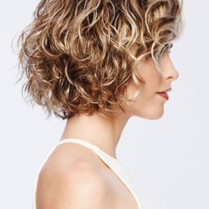 Short Curly Hairstyles Women's Blonde Color Lace Front Cap Wigs 100% Human Hair 14 Inches 120% Wigs