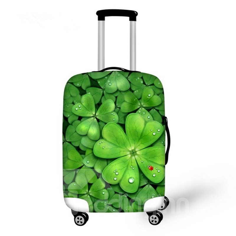 Four Leaf Clover Pattern 3D Painted Luggage Cover