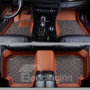 Double Layer Fabric Grid Line Design Bright-coloured Durable Custom Fit Car Floor Mats