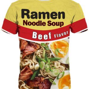 Beef Noodle Unisex Casual Short Sleeve 3D Pattern T-Shirt