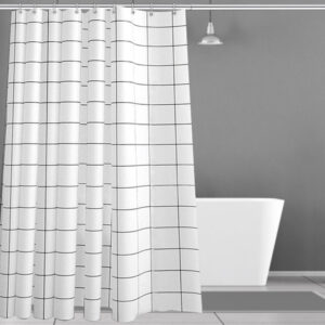 Waterproof 100% Anti-Bacterial PEVA Polyester Black and White Grid Shower Curtains No Fading No Yellowing Free Hooks