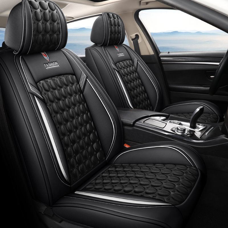 Car Seat Covers Full Coverage Detachable Head Cap 3D Balloon Decompression Technology Wear-resistant Durable Skin-friendly Man-made PU Leather Airbag Compatible 5-seater Universal Fit Seat Covers - Image 3