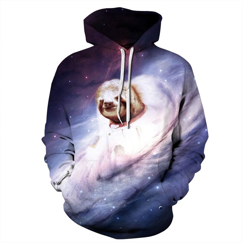 Long Sleeve Galaxy Sloth Fantasy Pattern 3D Painted Hoodie - Image 9
