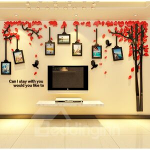 Acrylic Tree and Birds Photo Frame 3D TV/Sofa Background Wall Stickers