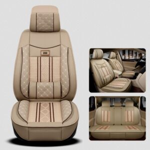 5 Seats High Quality Wear Resistant Leather Ice Silk Summer Cool Skin Friendly Environmental Protection Durable Easy to Clean Up Universal Fit Seat Covers