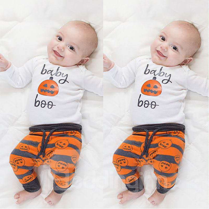 3 Pieces Cotton Material Halloween Pumpkin Baby Costume - Image 4