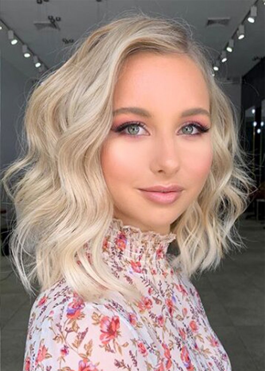 Medium Hairstyles Women's Layered Wavy Synthetic Hair Capless 16 Inches Wigs