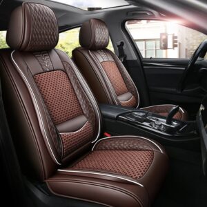 Breathable and Cool Ice Silk and Wear-resistant Leather Material Suitable for Most 5-seater Cars or Pickup Trucks Universal Fit Seat Covers
