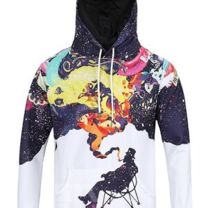 Cool Long Sleeve Smoking Pattern Pocket 3D Painted Hoodie