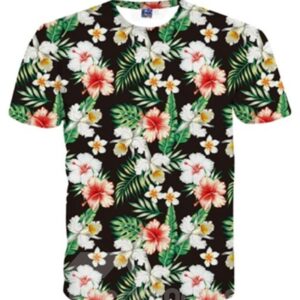 Cute Round Floral Pattern 3D Painted T-Shirt