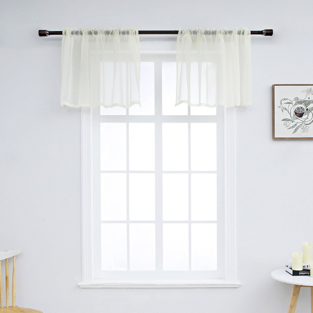 Modern Simple Solid Color Window Valance 1 Pc Sheer Voile Valance for Kitchens Bathrooms Basements & More - Image 23