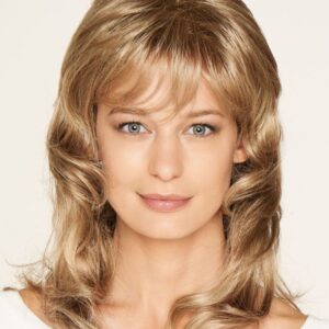 Human Hair Loose Wave Lace Front Cap 18 Inches 120% Wigs Heat Resistant Natural Looking Daily Party Wigs Cosplay Wigs with Natural Bangs with Free Wig Cap