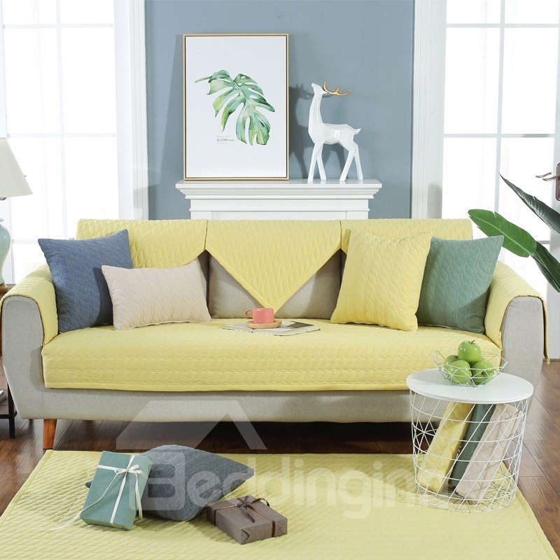 Modern Style Anti-Slip Cotton Pure Color Water Resistant Sofa Covers - Image 2