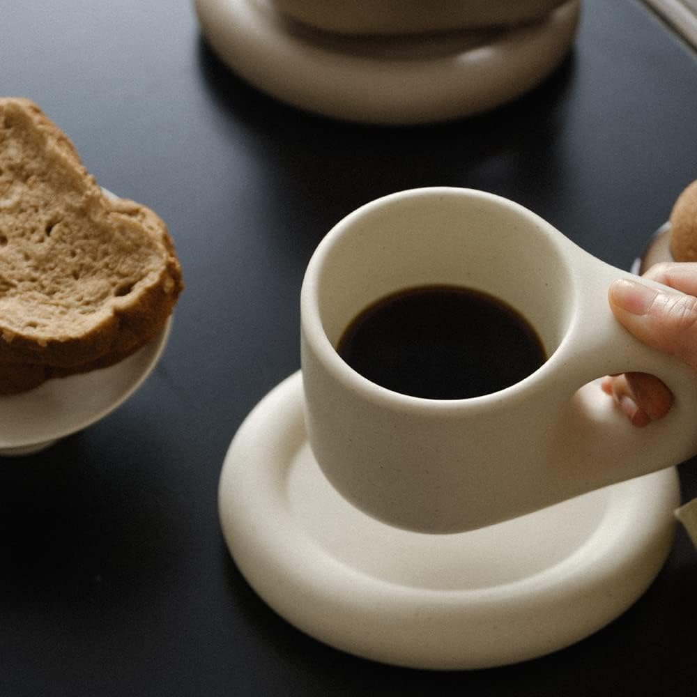 Chubby Funny Coffee Mug, Novelty Cute Cup and Saucer Set for Home Office, 9 oz Capacity - Image 3