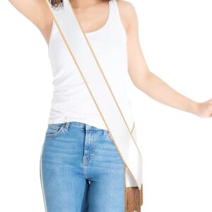 Party to Be Plain Sash with Tassels Blank Satin Sash for Adults 3.9" Wide x 74.8" in Total Length