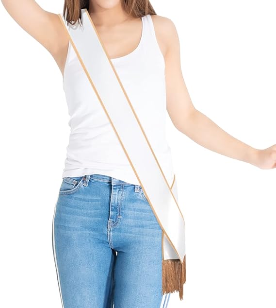 Party to Be Plain Sash with Tassels Blank Satin Sash for Adults 3.9