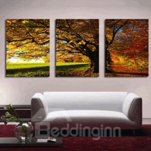 Fantastic Thickly Leafy Tree 3-Panel Canvas Wall Art Prints