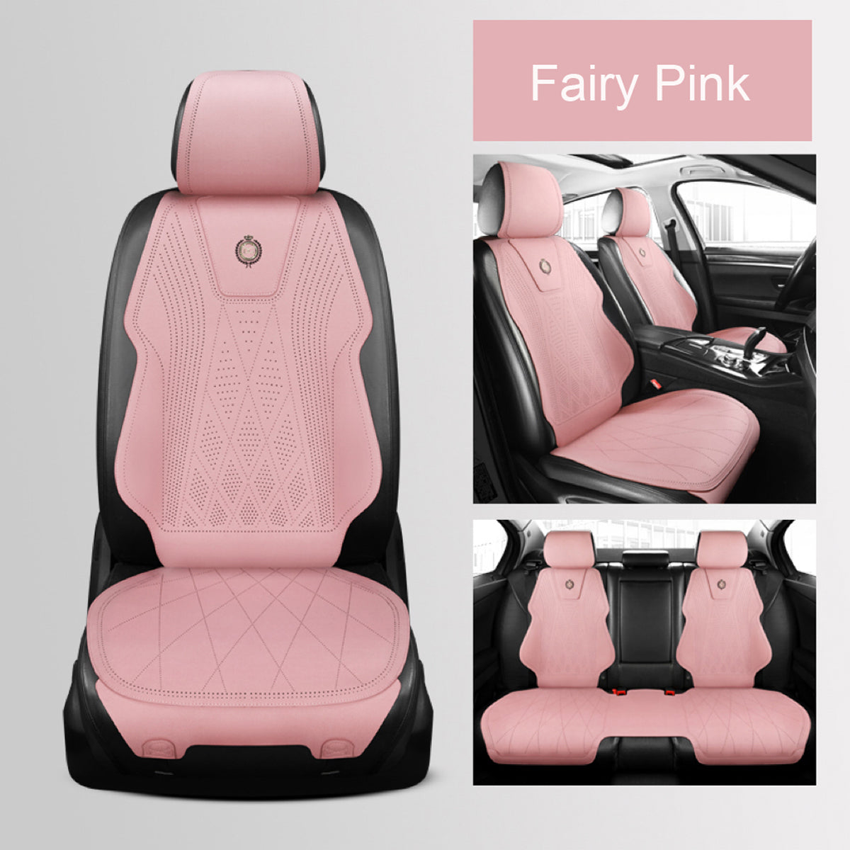 Microfiber Suede Car Seat Cover Full Set for 5-Seater Sedans SUV, Universal Fit, Pad Style - Image 19