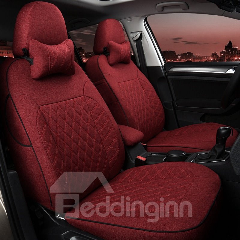 Simplistic Design With Classic Plaid Diamond Patterns Custom Car Seat Covers - Image 2