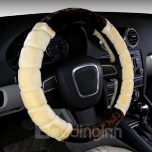 Special Cool Contrast Color Style Design Plush Material Warm Car Steering Wheel Cover