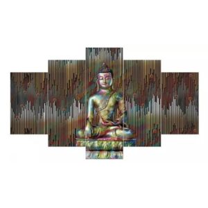 Bronze Buddha Pattern Hanging 5-Piece Canvas Eco-friendly and Waterproof Non-framed Prints