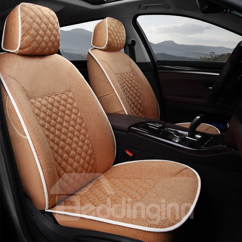 Casual Series Pure Color Soft And Comfy Diamond Grids Custom Fit Car Seat Covers - Image 4