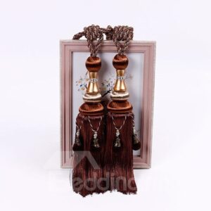 1 Pair Beaded Tassels Curtain Tiebacks Rope Holdbacks for Living room