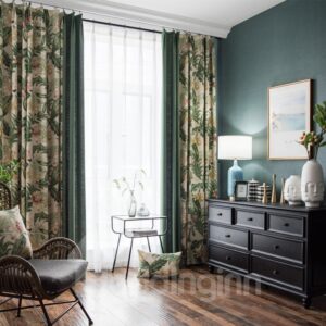 Polyester Material Decorative Feature Plant Pattern Curtain Sets
