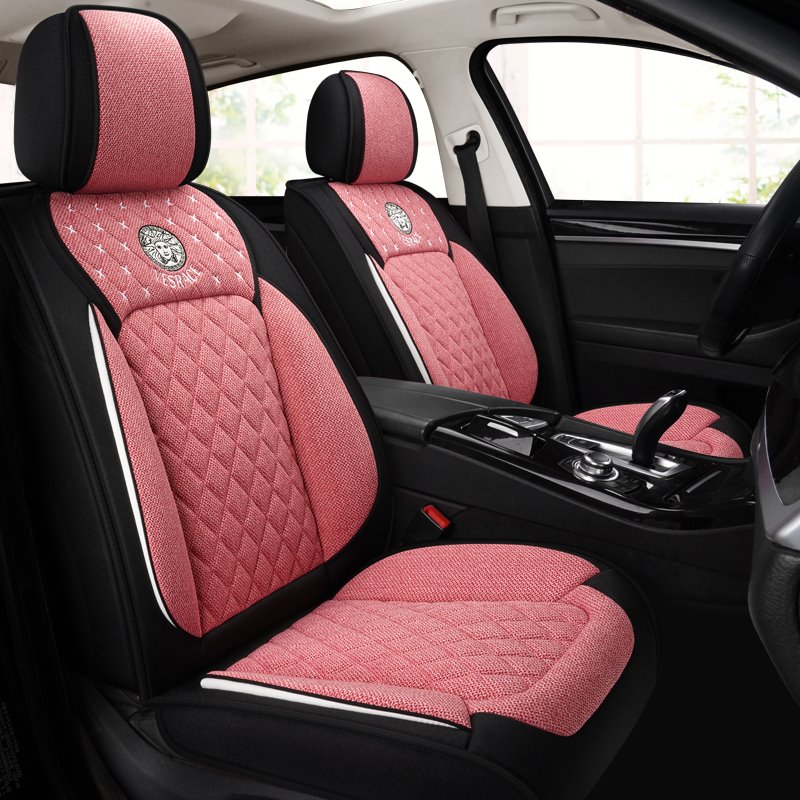 Cloth Car Seat Cover Synthetic Linen Fabric Waterproof Washable Breathable Seat Cushion Front and Rear Full Set Universal Fit for Sedan SUV Truck - Image 4