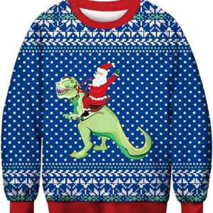 Ugly Christmas 3D Print Dinosaur Women Men's Hoodie Creative Unisex Round Neck Pullover Hoodies Casual Loose Long Sleeve Sweatshirt Sportswear