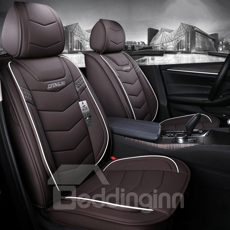 5-Seater Wear Resistant Durable Unfading Man-Made Leather Business Style Plain Pattern Truck/ Car Seat Cover - Image 4