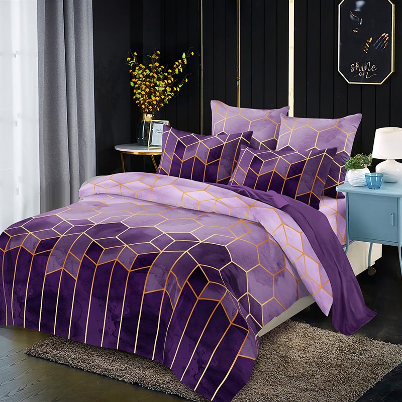Simple Diamond Geometric Three-Piece Set Reactive Printing Duvet Cover Set Endurable Skin-friendly All-Season - Image 24