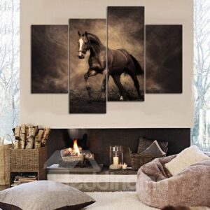 Stunning Unique Design Horse Pattern 4 Panels Canvas Framed Decorative Wall Picture Prints