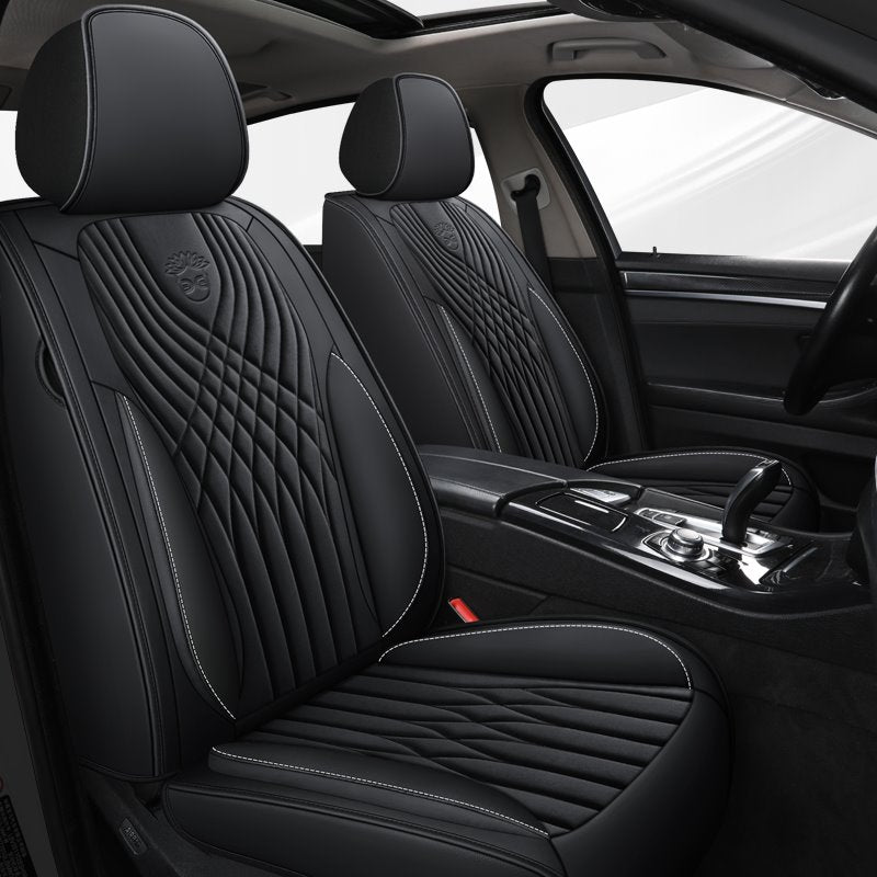 Sport Style 5 Seats Universal Fit Seat Covers Leather Color Block Cotton Seat Cover Airbag Compatible Automotive Vehicle Cushion Cover Universal Fit for Most Cars Auto Truck Van SUV - Image 6