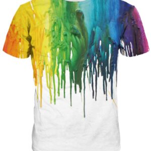 Unisex Rainbow Colorful Short Sleeve Crewneck 3D Pattern T-Shirt