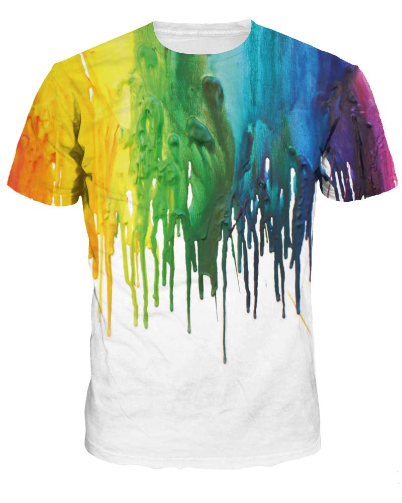 Unisex Rainbow Colorful Short Sleeve Crewneck 3D Pattern T-Shirt