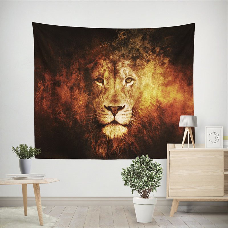 3D Wild Lion in Fire Wall Tapestry Home Decoration Wall Decorations - Image 3